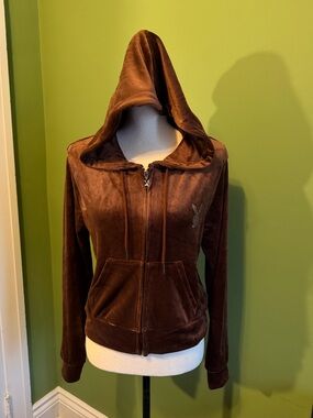 PLAYBOY Brown Plush Hoodie with Branded Trim